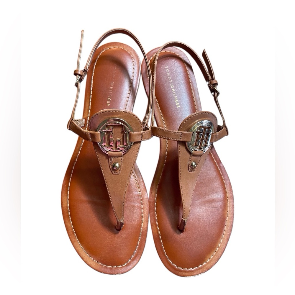 Tommy Hilfiger brown back strap flat comfy thong sandal women’s size 9 1/2